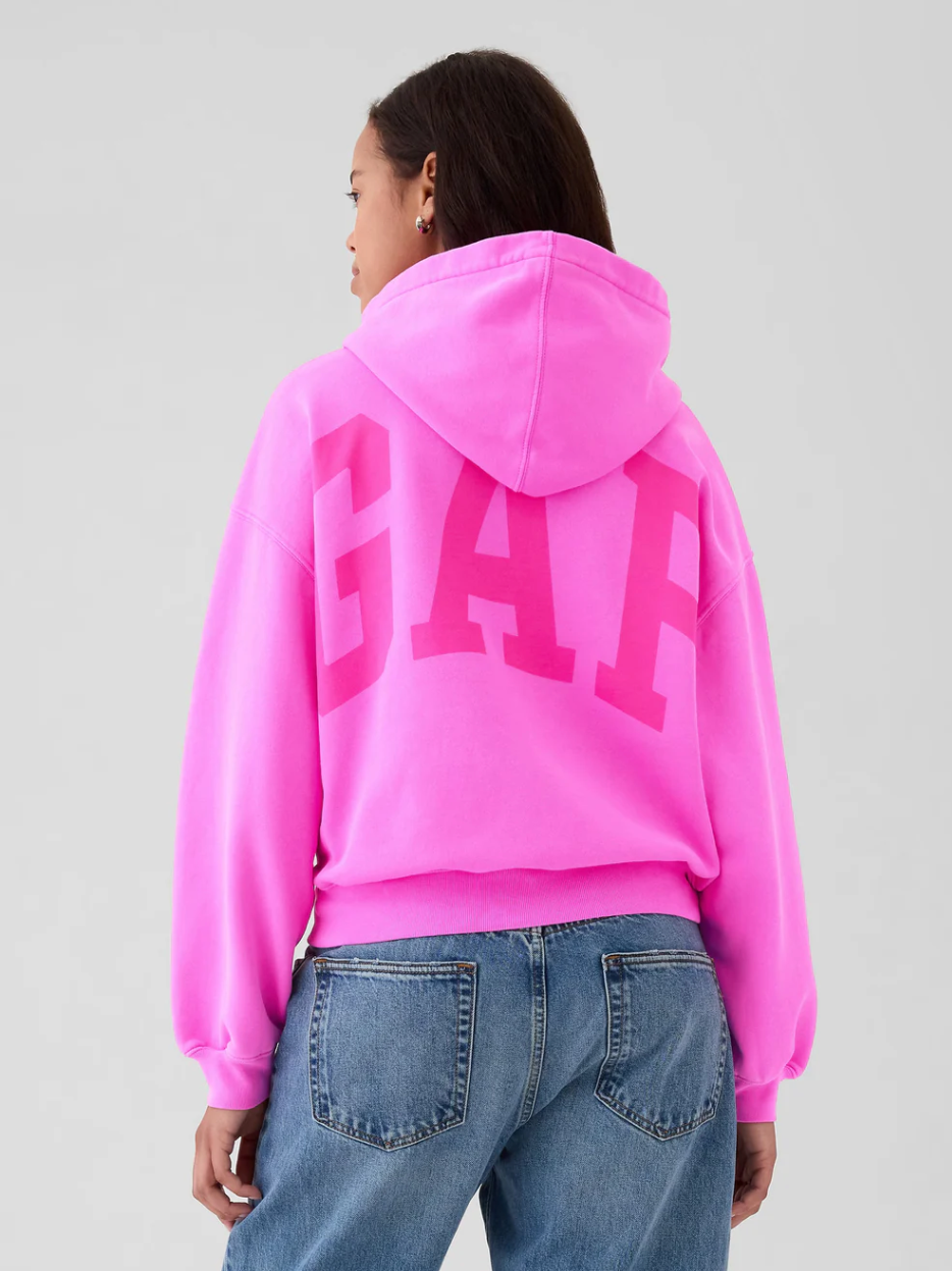 Pink Arch Crop Hoodie