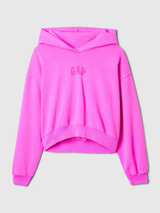 Pink Arch Crop Hoodie